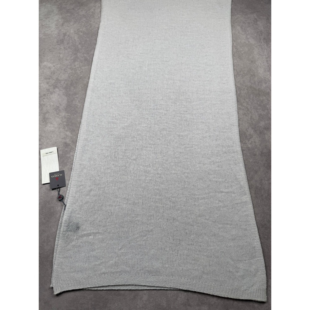 NWT Alashan Cashmere Scarf 100% Cashmere Light Gray Heather Knit Wrap Classic - Picture 9 of 14